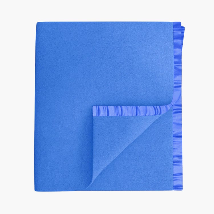 PORTICO Serenity Blue Solid Cotton Queen Blanket - 220x240cm