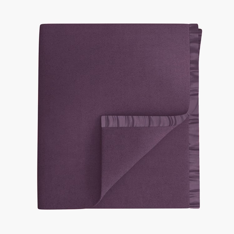 PORTICO Serenity Purple Solid Cotton Double Blanket - 220x240cm