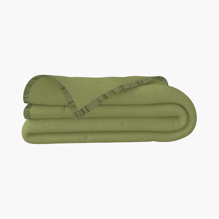PORTICO Serenity Green Solid Cotton Single Blanket - 152x229cm