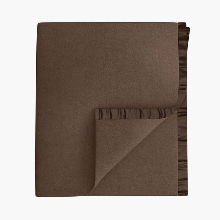 PORTICO Serenity Brown Solid Cotton Single Blanket - 152 x 229 cm