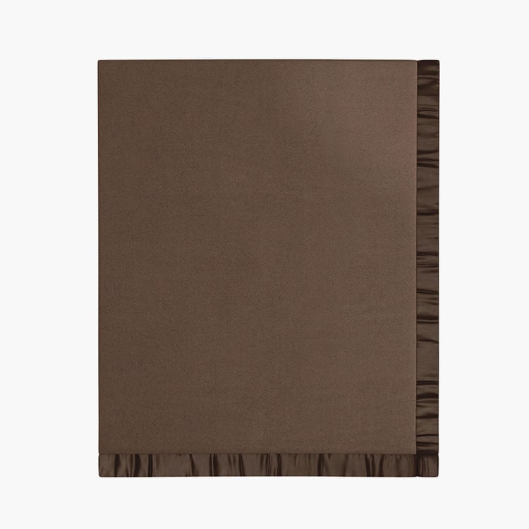 PORTICO Serenity Brown Solid Cotton Single Blanket - 152 x 229 cm