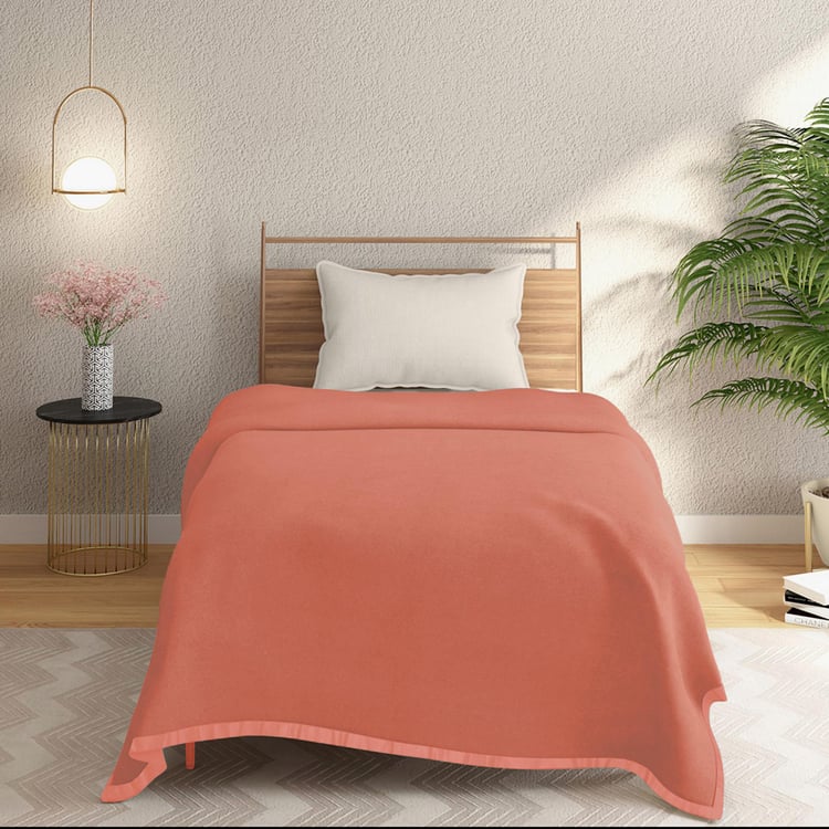 PORTICO Serenity Peach Solid Cotton Single Blanket - 152 x 229 cm
