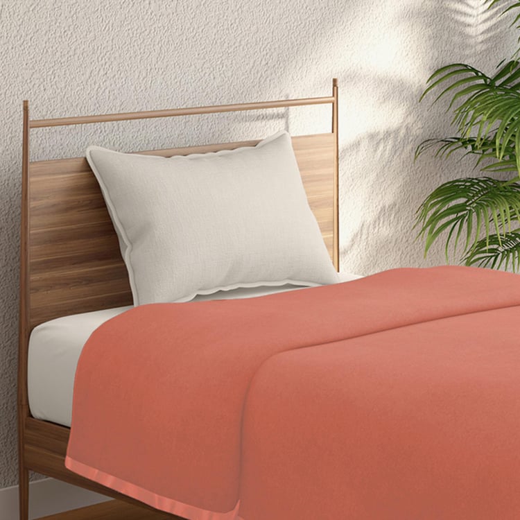 PORTICO Serenity Peach Solid Cotton Single Blanket - 152 x 229 cm