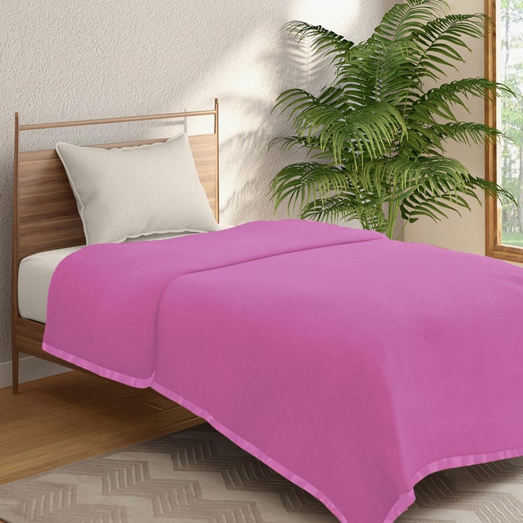 PORTICO Serenity Pink Solid Cotton Single Blanket - 152x229cm