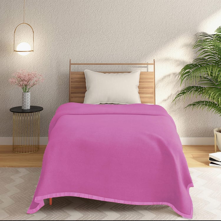 PORTICO Serenity Pink Solid Cotton Single Blanket - 152x229cm