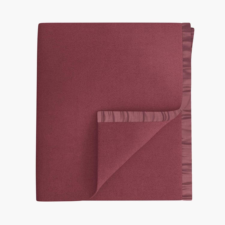 PORTICO Serenity Maroon Solid Cotton Single Blanket - 152x229cm