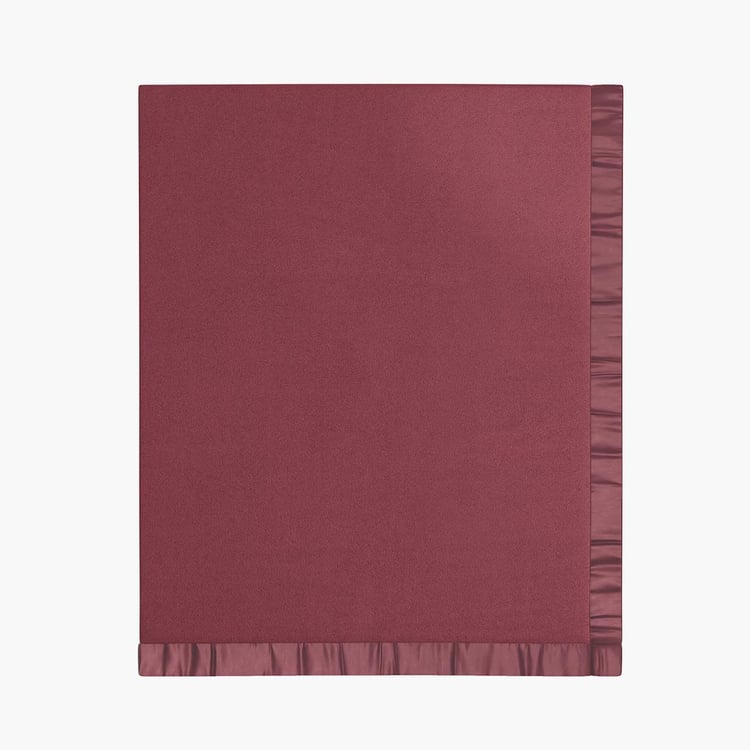PORTICO Serenity Maroon Solid Cotton Single Blanket - 152x229cm
