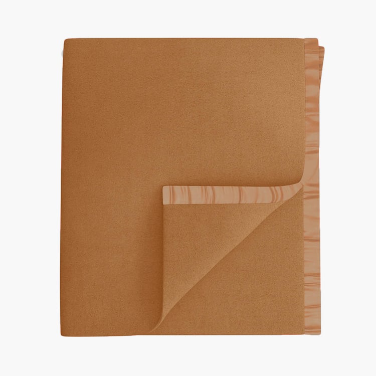 PORTICO Serenity Brown Cotton Single Blanket - 152 x 229 cm