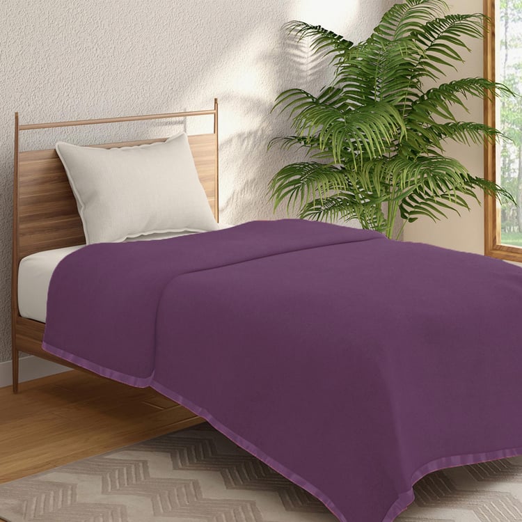 PORTICO Serenity Purple Solid Cotton Single Blanket - 152x229cm