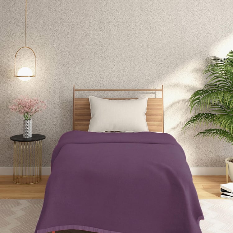 PORTICO Serenity Purple Solid Cotton Single Blanket - 152x229cm