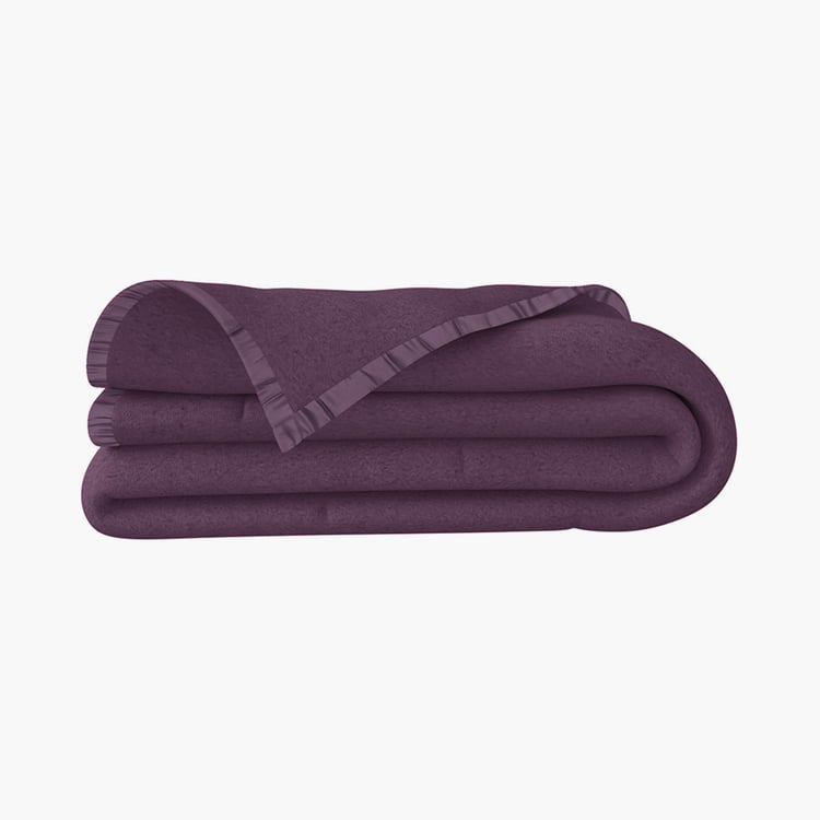 PORTICO Serenity Purple Solid Cotton Single Blanket - 152x229cm