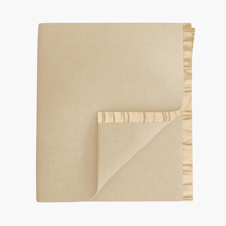 PORTICO Unwind Beige Solid Cotton Double Blanket - 220 x 240 cm