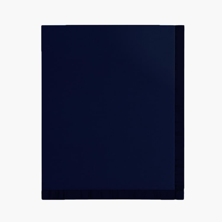 PORTICO Unwind Navy Solid Cotton Double Blanket - 220 x 240 cm