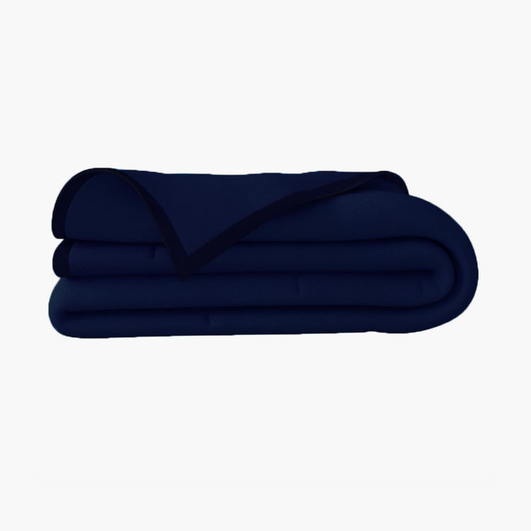 PORTICO Unwind Navy Solid Cotton Double Blanket - 220 x 240 cm