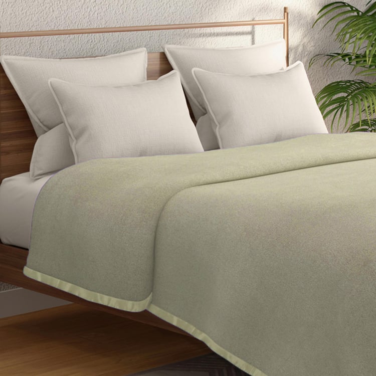 PORTICO Unwind Green Solid Cotton Double Blanket - 220 x 240 cm