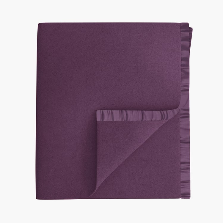 PORTICO Unwind Purple Solid Cotton Double Blanket - 220 x 240 cm