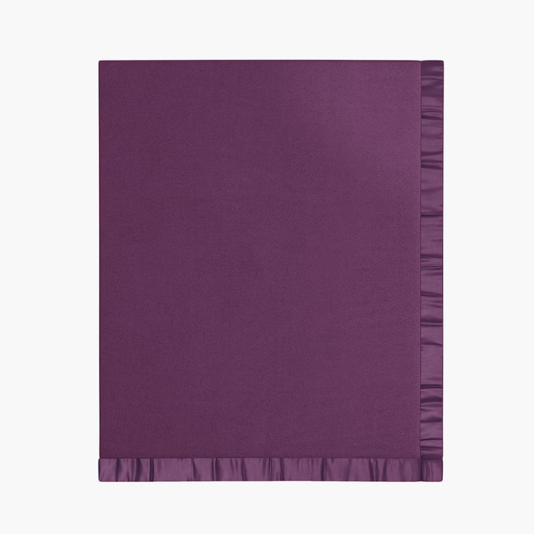 PORTICO Unwind Purple Solid Cotton Double Blanket - 220 x 240 cm