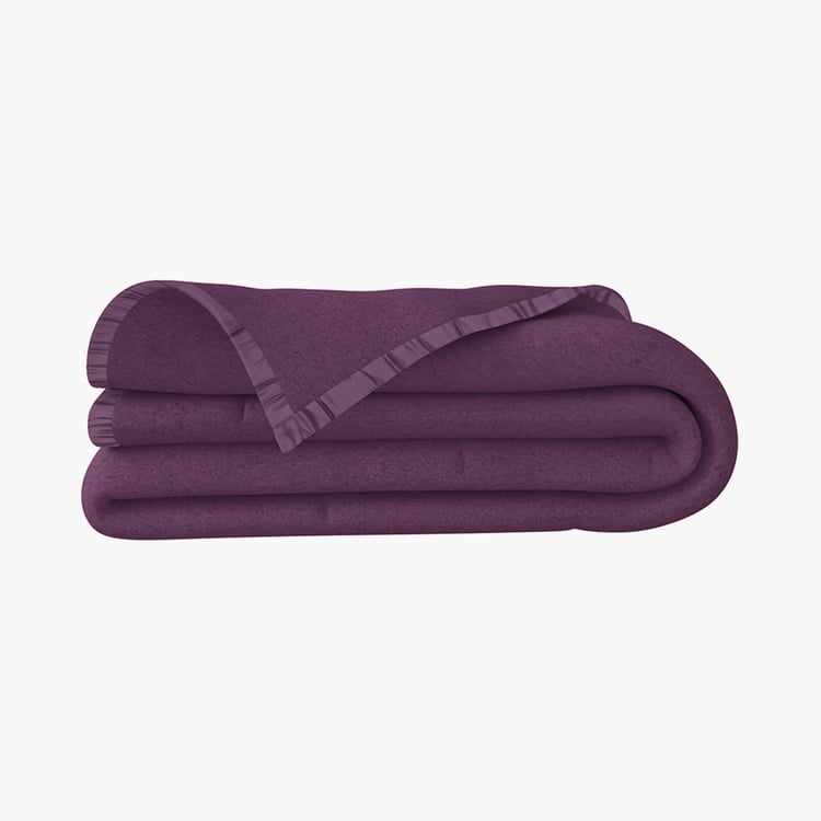 PORTICO Unwind Purple Solid Cotton Double Blanket - 220 x 240 cm