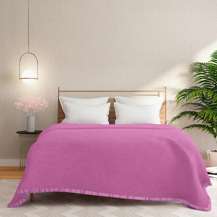 PORTICO Unwind Purple Solid Cotton Queen Blanket - 220x240cm