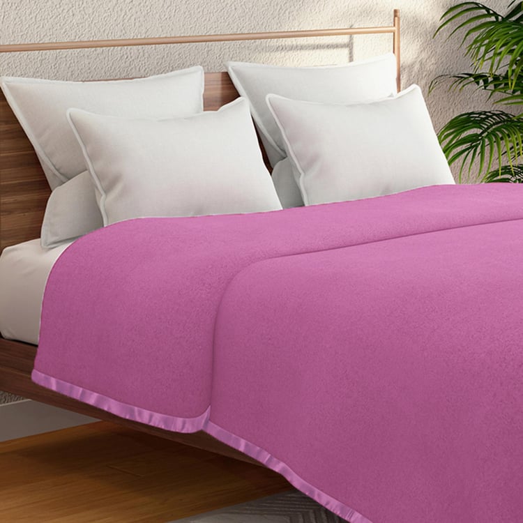 PORTICO Unwind Purple Solid Cotton Queen Blanket - 220x240cm