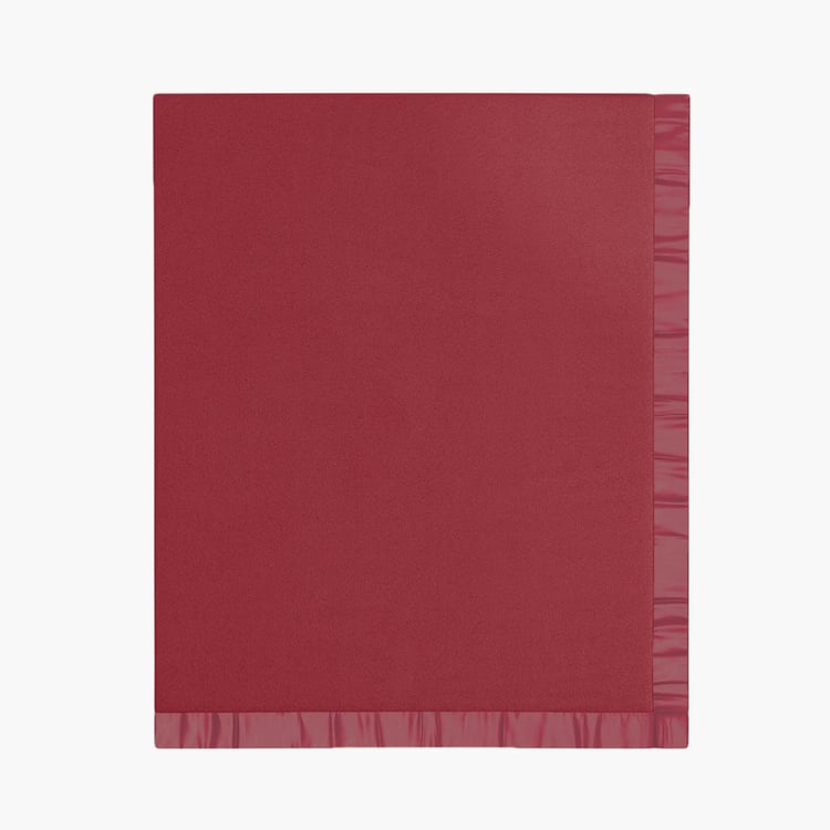PORTICO Unwind Red Solid Cotton Queen Blanket - 220x240cm