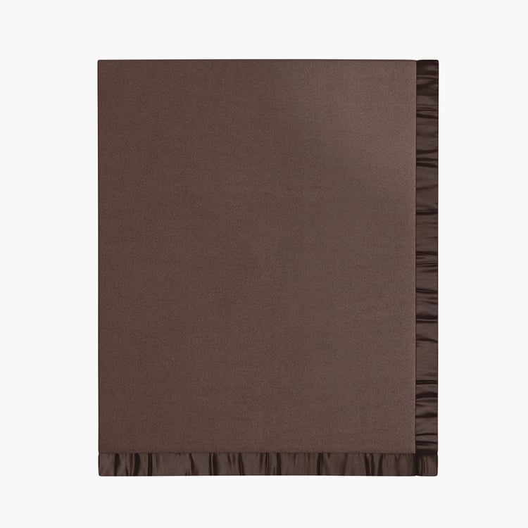 PORTICO Unwind Brown Solid Cotton Double Blanket - 220 x 240 cm