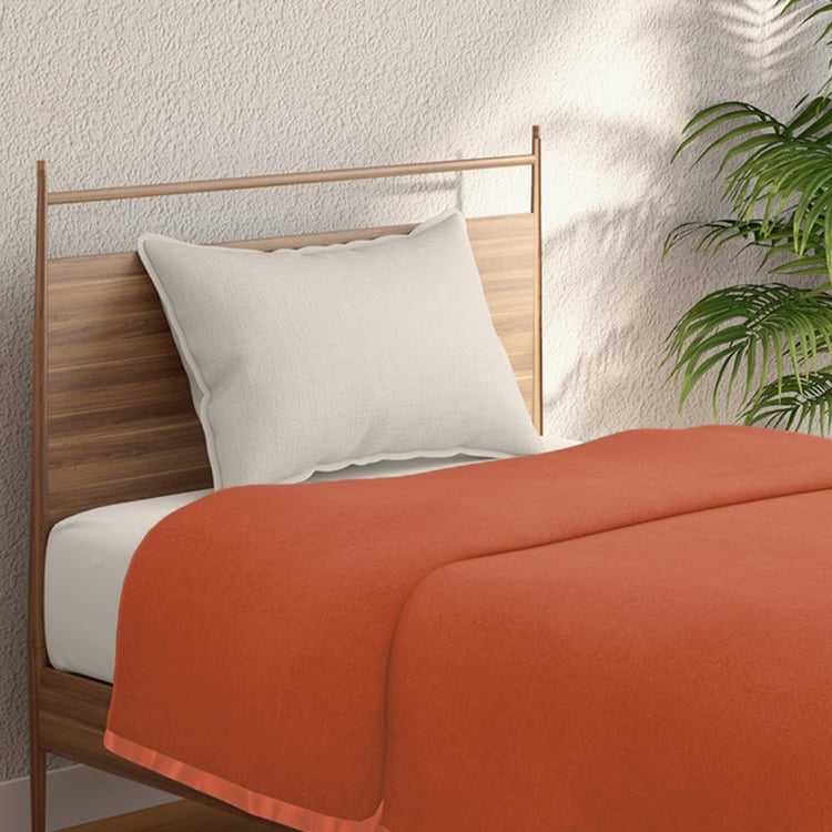 PORTICO Unwind Orange Solid Cotton Single Blanket - 152x229cm