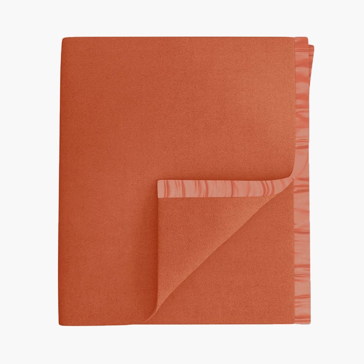 PORTICO Unwind Orange Solid Cotton Single Blanket - 152x229cm