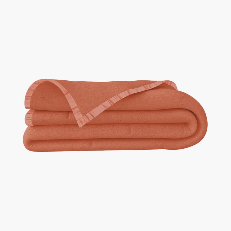 PORTICO Unwind Orange Solid Cotton Single Blanket - 152x229cm