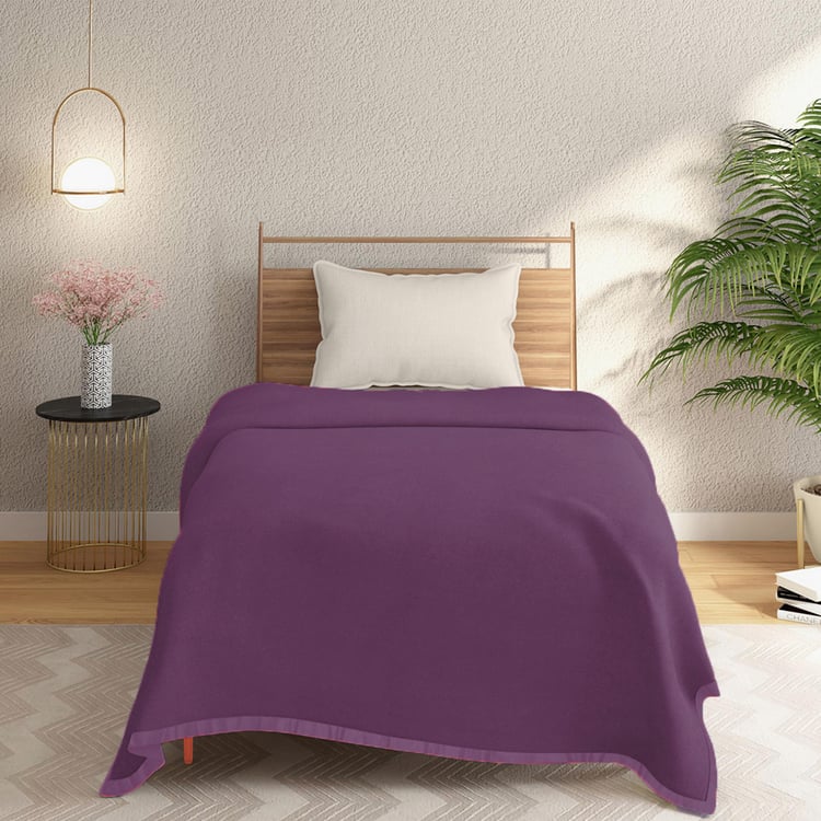 PORTICO Unwind Purple Solid Cotton Single Blanket - 152x229cm