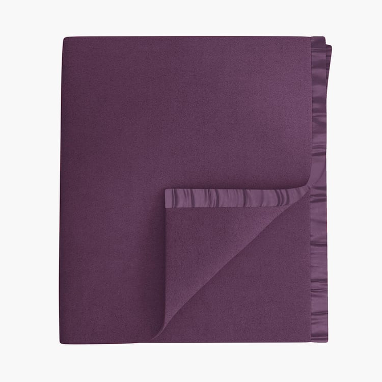 PORTICO Unwind Purple Solid Cotton Single Blanket - 152x229cm