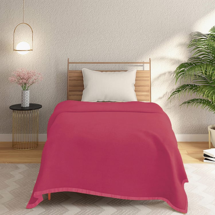 PORTICO Unwind Pink Solid Cotton Single Blanket - 152 x 229 cm