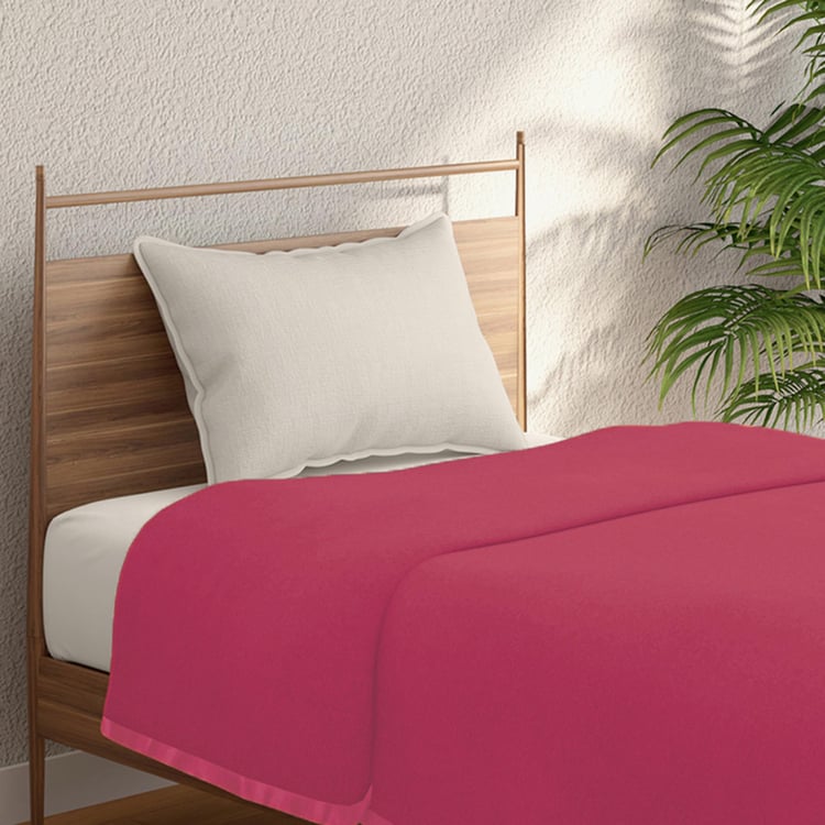 PORTICO Unwind Pink Solid Cotton Single Blanket - 152 x 229 cm