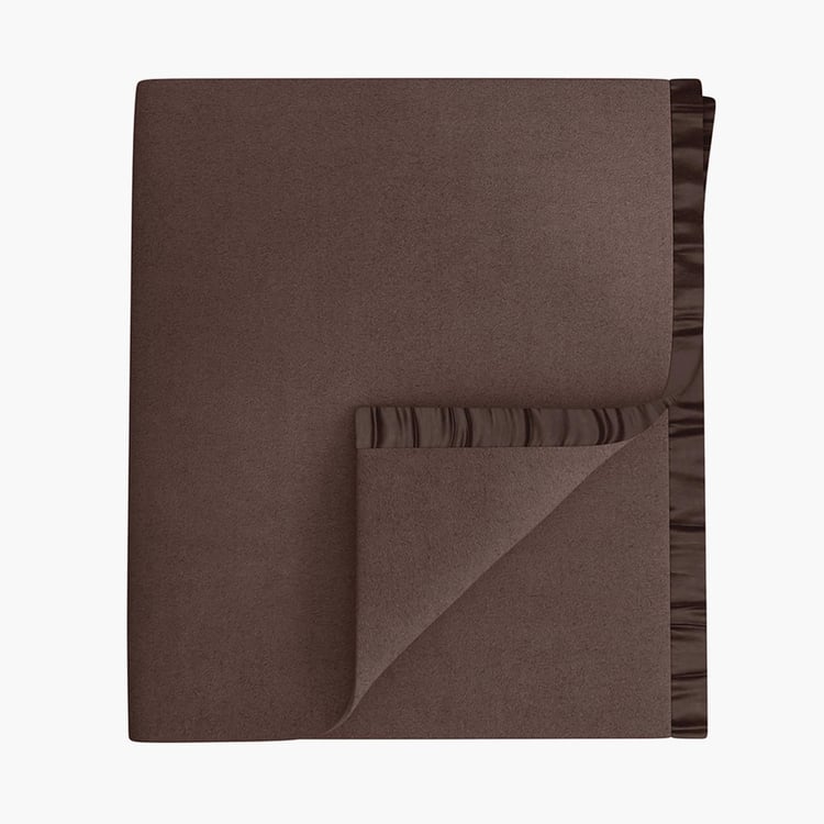 PORTICO Unwind Brown Solid Cotton Single Blanket - 152 x 229 cm