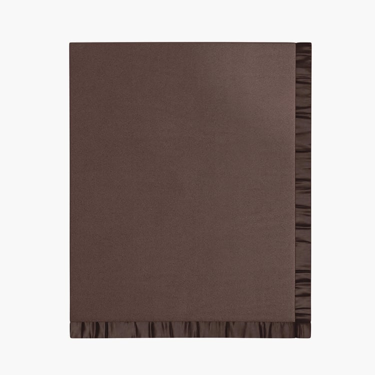 PORTICO Unwind Brown Solid Cotton Single Blanket - 152 x 229 cm