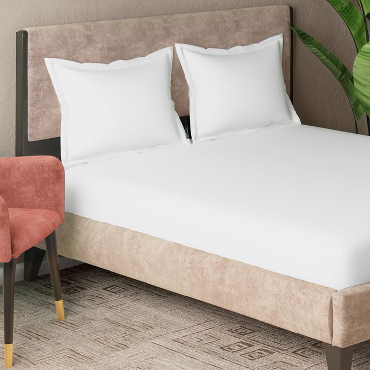 PORTICO Hotel White Cotton Queen Bedsheet - 224x254cm - Set of 5