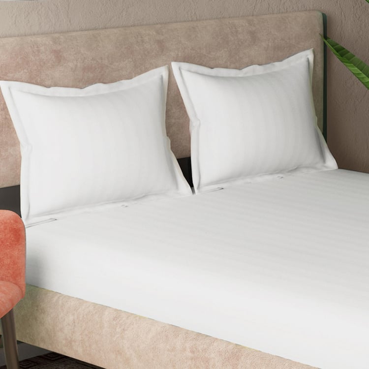 PORTICO Hotel White Solid Cotton Super King Bedsheet - 274x274cm - 5Pcs