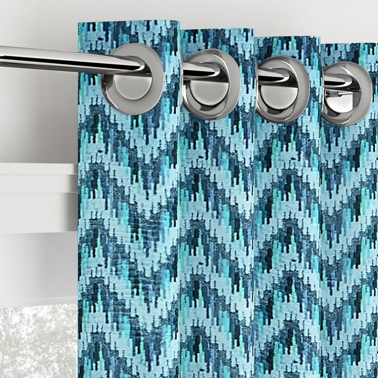 PORTICO Waves Curtains Teal Printed Door Curtain - 130 x 225 cm