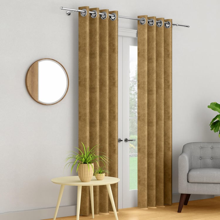 PORTICO Silken Velvet Door Curtain, Brown - 130x270cm