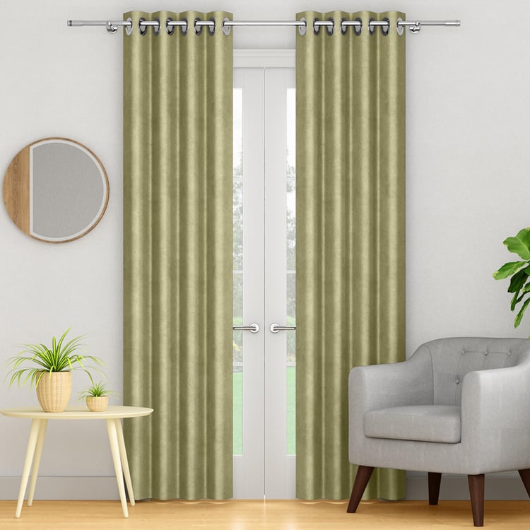 PORTICO Silken Velvet Door Curtain, Green - 130x225cm