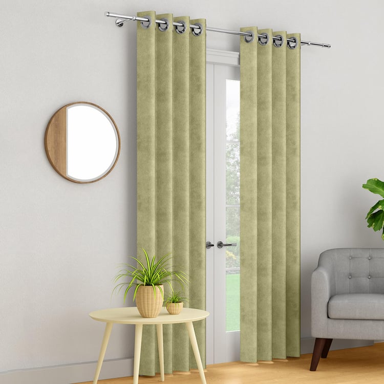 PORTICO Silken Velvet Door Curtain, Green - 130x225cm