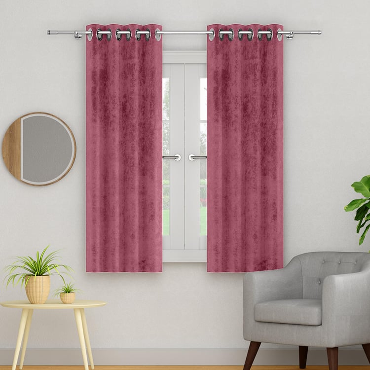 PORTICO Silken Velvet Window Curtain, Maroon - 130x160cm
