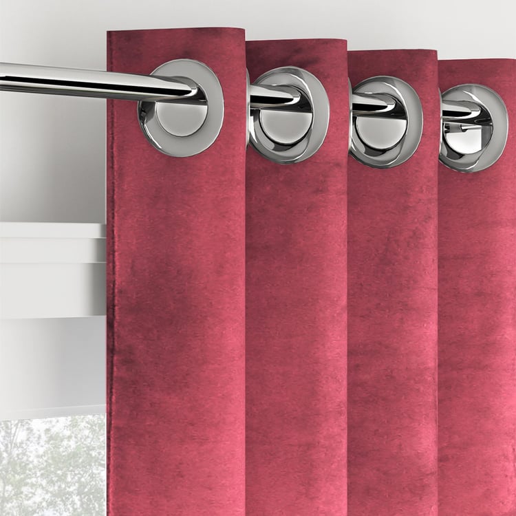 PORTICO Silken Velvet Window Curtain, Maroon - 130x160cm