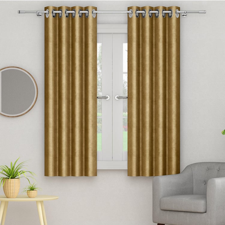 PORTICO Silken Velvet Window Curtain, Brown - 130x160cm