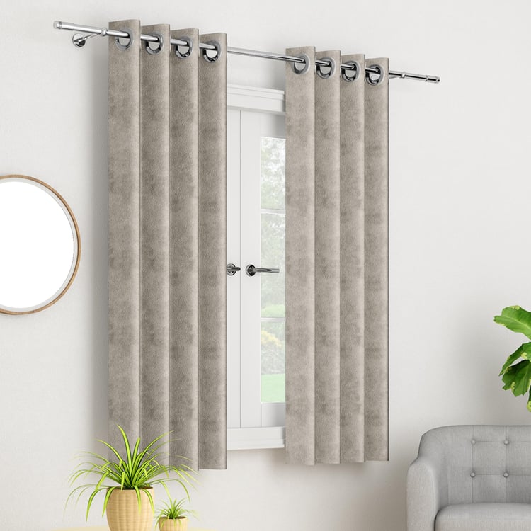 PORTICO Silken Velvet Window Curtain, Silver - 130x160cm