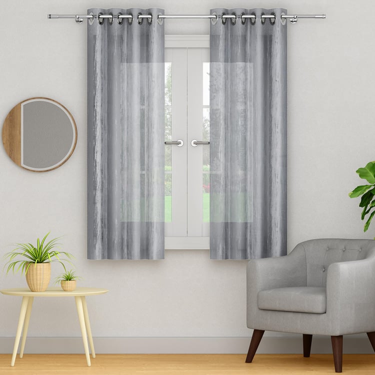 PORTICO Willow Curtains Grey Printed Window Curtains - 130x160cm - Set of 2