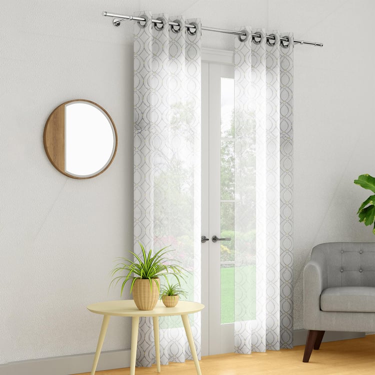 PORTICO Magnolia Curtains White Printed Door Curtain - 130 x 270 cm