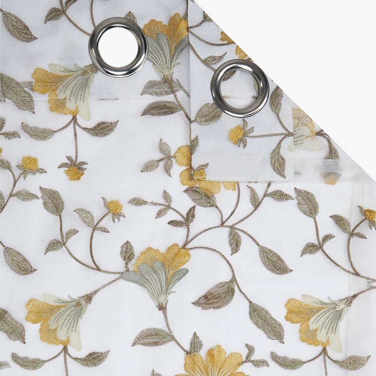 PORTICO Magnolia Curtains White Printed Door Curtain - 130 x 270 cm