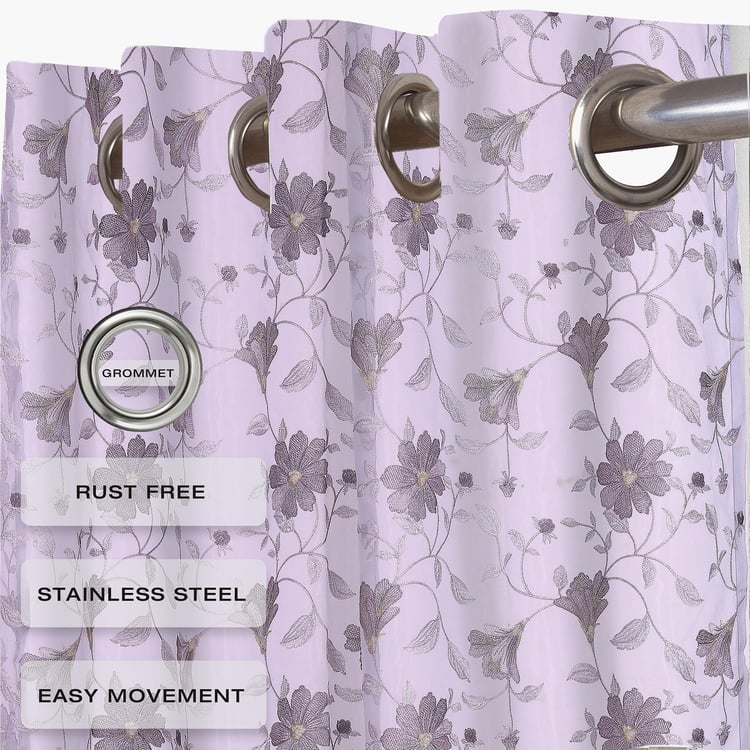 Magnolia Curtains 2 Floral Printed Semi-Blackout Door Curtain