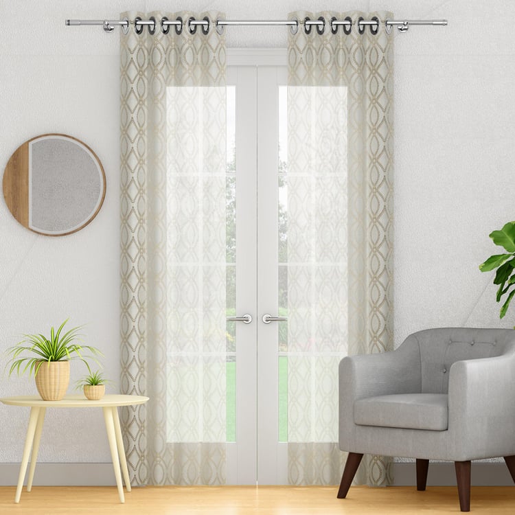 PORTICO Magnolia Curtains White Printed Door Curtain - 130 x 225 cm